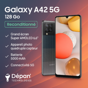 Samsung Galaxy A42 5G – 128 Go – Noir – Reconditionné